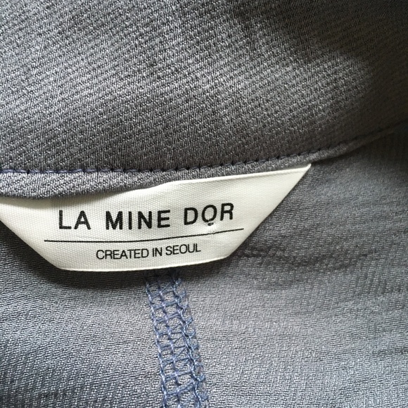 La Mine Dor Blouse Gray Long Sleeve Pop Over Top Split Sides Loose Fitting XL - Picture 5 of 5